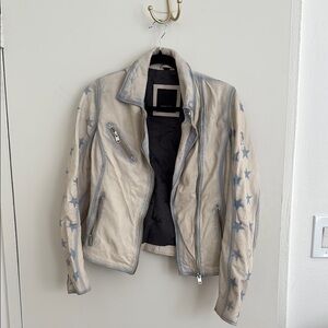 Cream and Blue Leather Jackets for Versatile Style